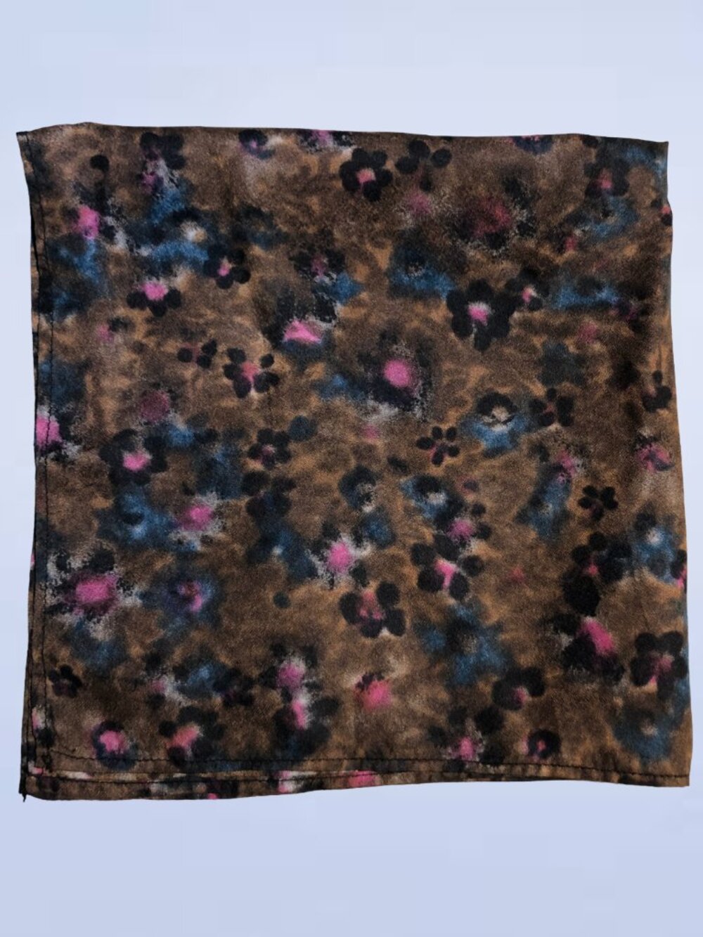 Vintage Dark Floral Square Scarf | Lightweight Boho Neck Head Scarf